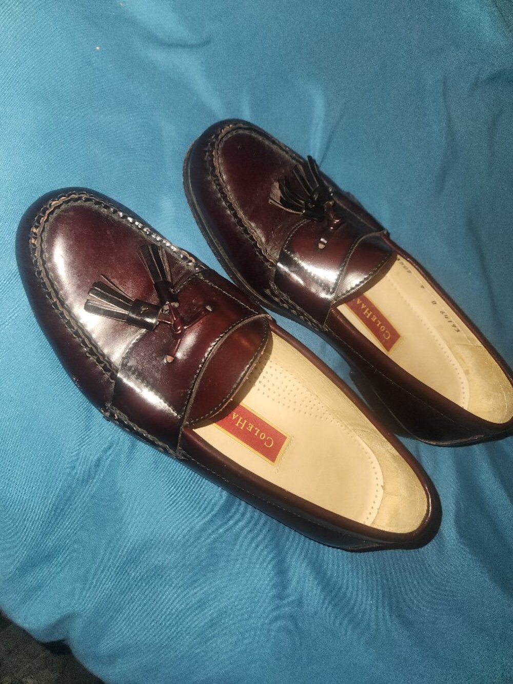 Vintage Cole Haan 3507 Pinch Tassel Loafers Burgundy Leather Men's 9 D Mexico EU